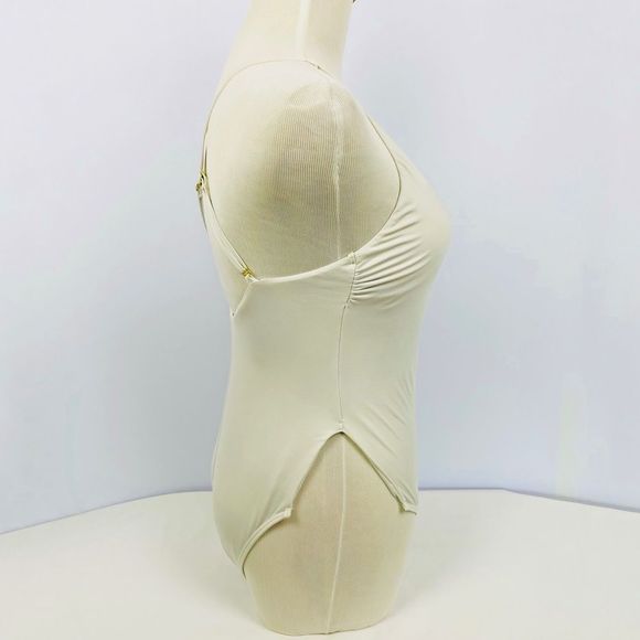 NEW H&M Gray White One Piece V-neck Multi Swimsuit - Picture 4 of 6